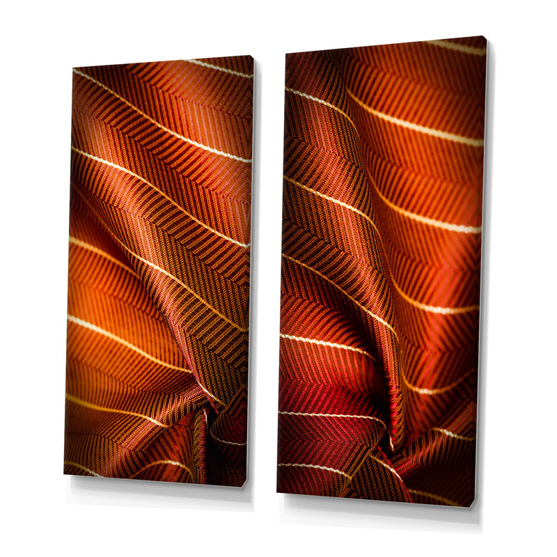 " Ruby Red Fabric With Gold Line II " 2 - Pieces, 20" H x 24" W x 1" D