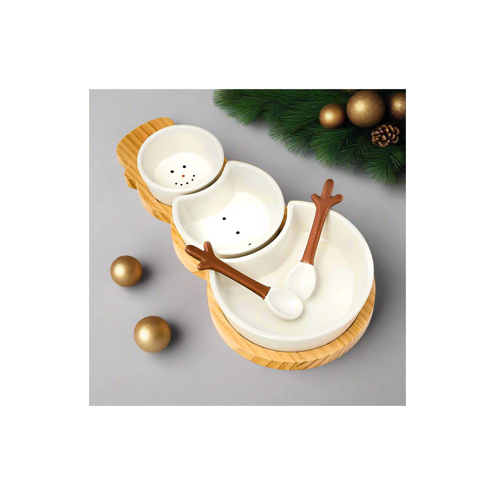 Snowman Serving Bowl Set & Tray
