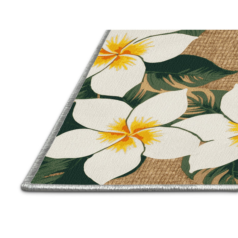  Tapis lavable hawaïen Plumeria, Rond 4 pi