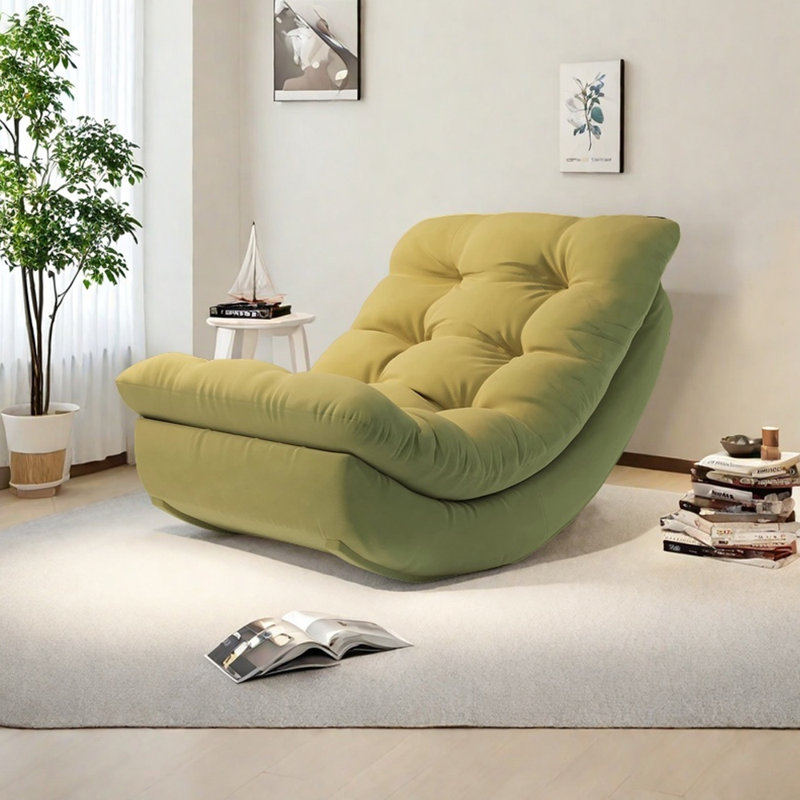 Chaise berçante ergonomique en suède, Vert
