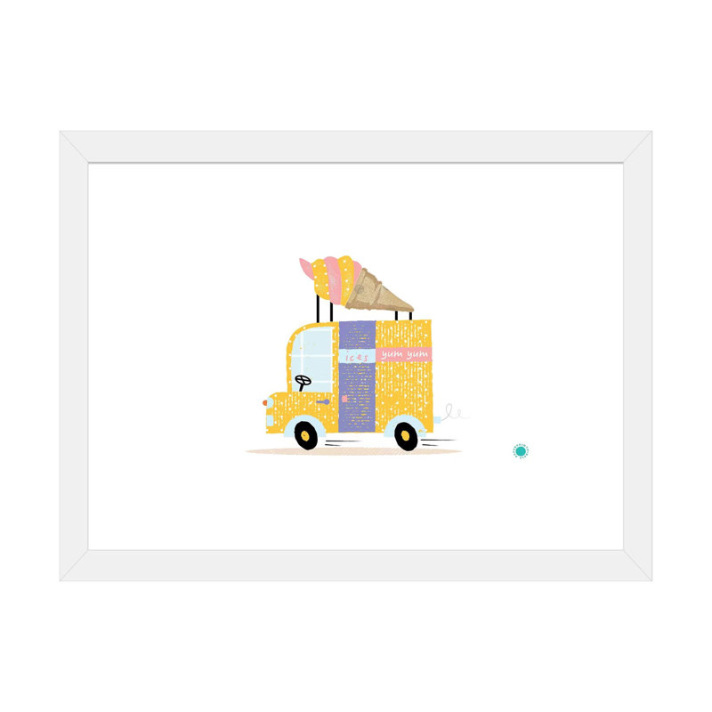 Ice Cream Van - impression d'art graphique, Papier encadré blanc, H 24 po x l 32 po x P 1 po, Blanc