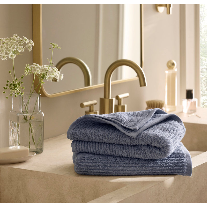 Turkish Ribbed Bath Sheet Set, Mineral, 6 Pieces: 2 Bath Sheet, 2 Washcloth, 2 Hand Towel