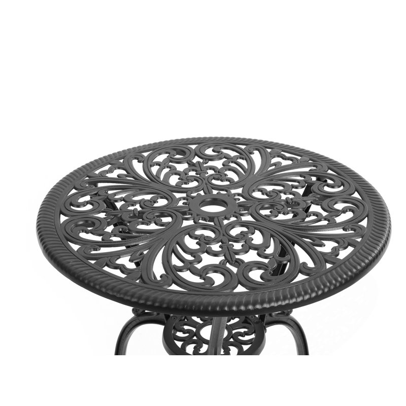 Rust-Resistant Cast Aluminum 3-Piece Outdoor Bistro Set, Black