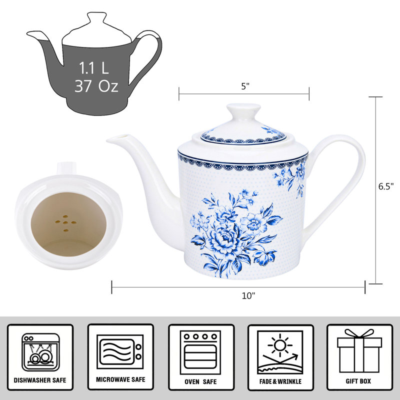 STP Goods 37.19oz. Floral Teapot
