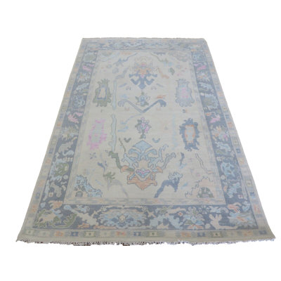 Tapis oriental moderne Oushak noué à la main 6 x 9 G14928