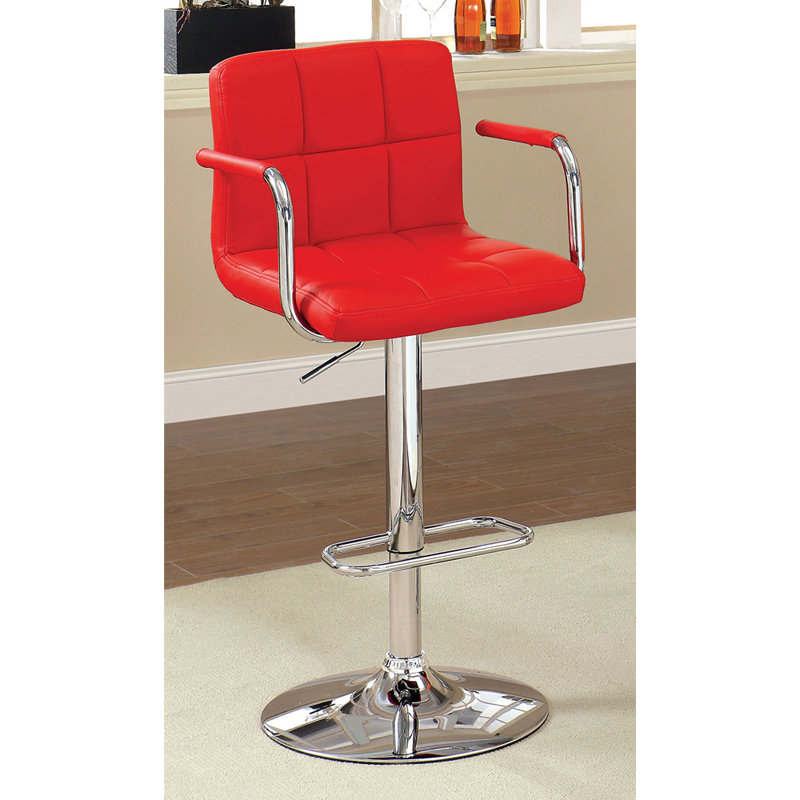Tabouret de bar pivotant rembourré Cudney, Rouge