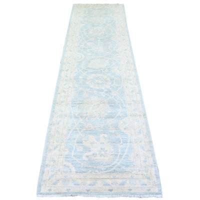 Zuber One-of-a-Kind 2'8" X 9'9" New Age Runner Wool Area Rug Blue