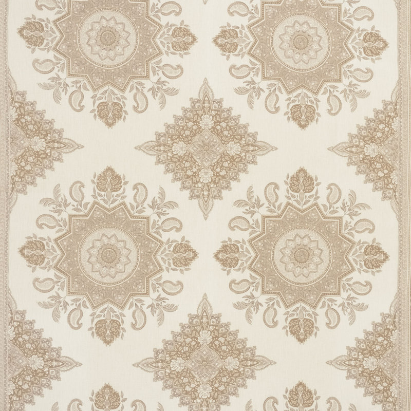 Schumacher x Mark D. Sikes Montecito Medallion Fabric, Neutral