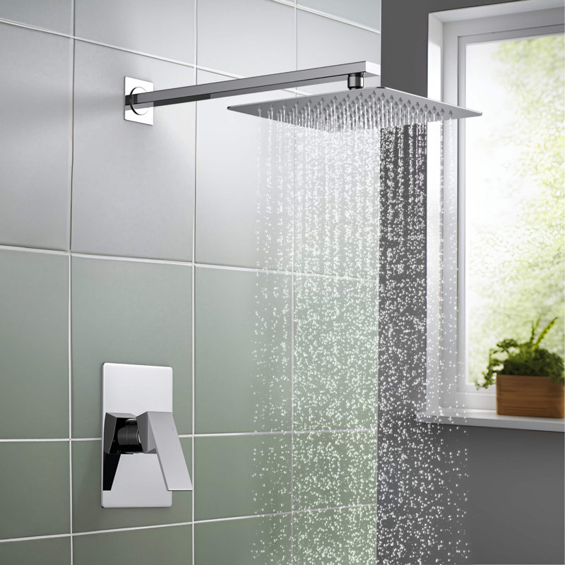 Système de douche cubique à pression équilibrée à fonction simple avec valve brute, Chrome