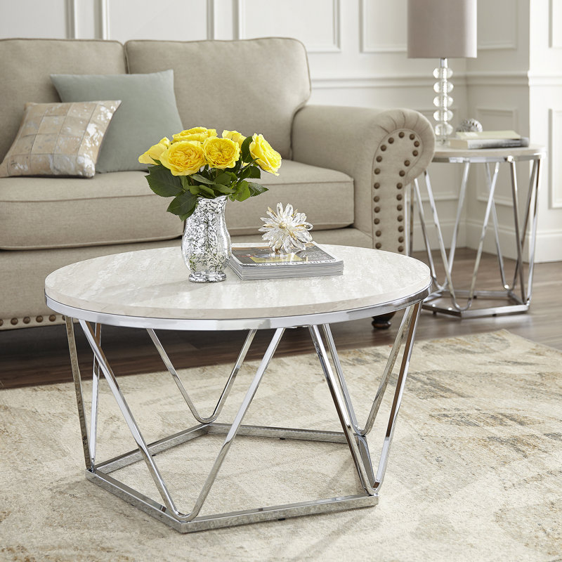 Faux Stone Round Coffee Table