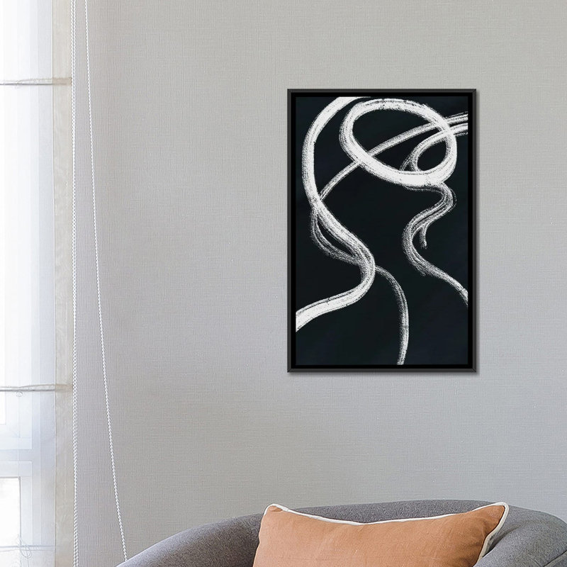 "Femme abstraite" par Mambo art studio-impression, Pas de tapis, Toile avec cadre noir, H 26 po x l 18 po x 1,5 po