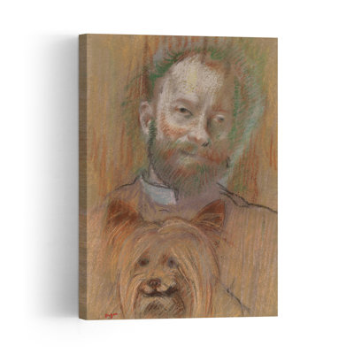 Ludovic Lepic tenant son chien, 1889. Estampe d'art mural impressionniste abstraite contemporaine représentant un chien.