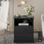 Table de chevet avec 2 tiroirs de rangement et casier ouvert, table de chevet avec station de charge, plateau de table plus large de 19,0 po x 15,0 po, table de bout pour bureau à domicile, chambre à coucher, salon, dortoir, noir-676370650