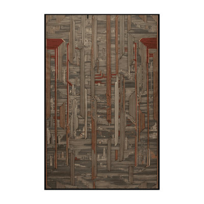 Machine Washable Art Deco Brown Area Rug