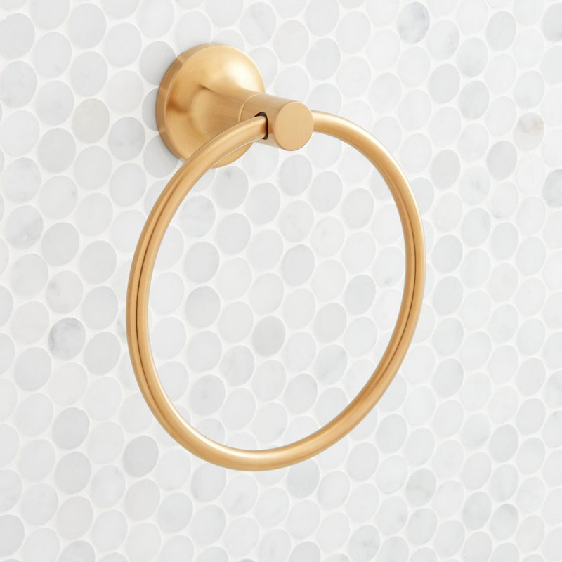 Lentz 6-1/2" Wall Mounted Towel Ring, Brushed Gold