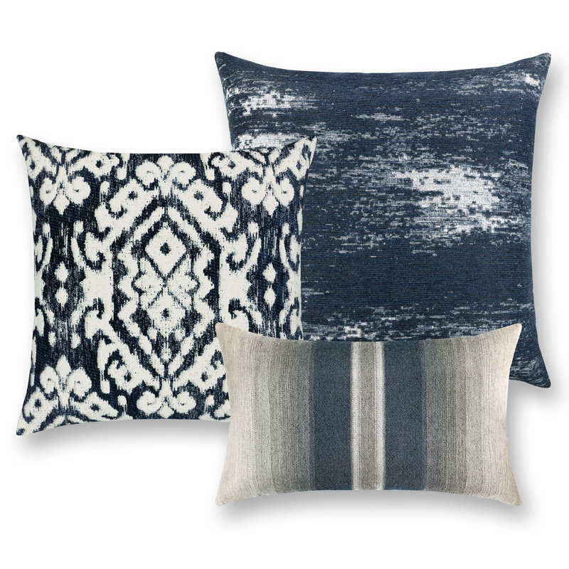 Ombre Indoor & Outdoor Woven Accent Pillow, Indigo, Striped
