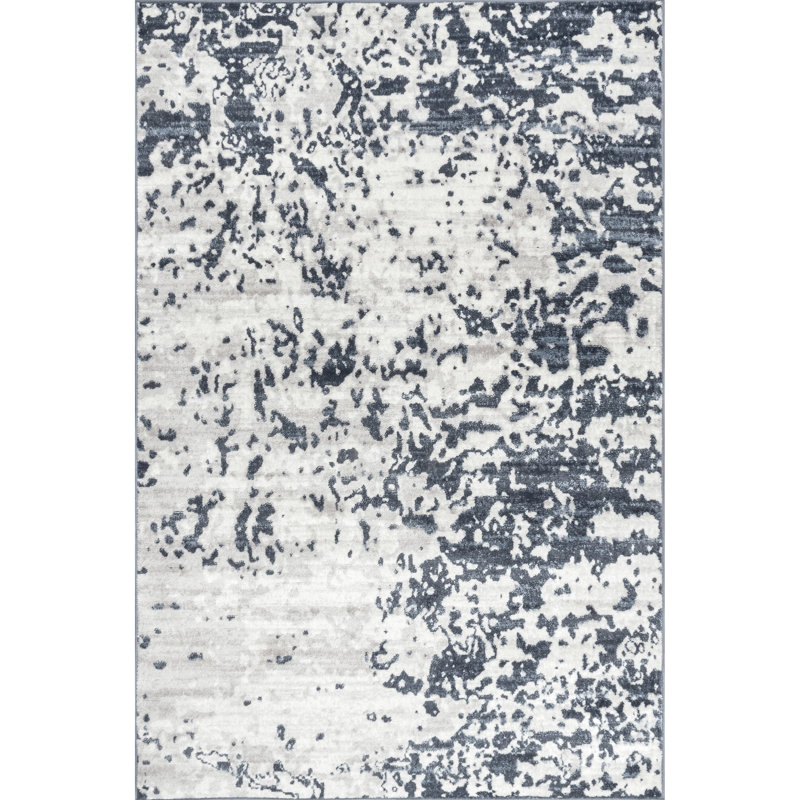 Abstract Blue Area Rug, Rectangle 4'3" x 6'