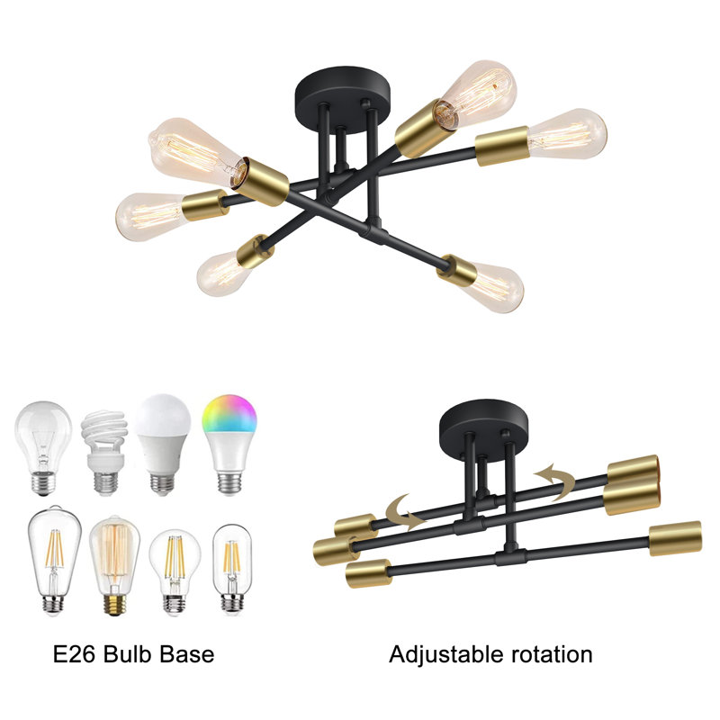 Chanetta 6-LIight Sputnik Chandelier Semi Flush Mount