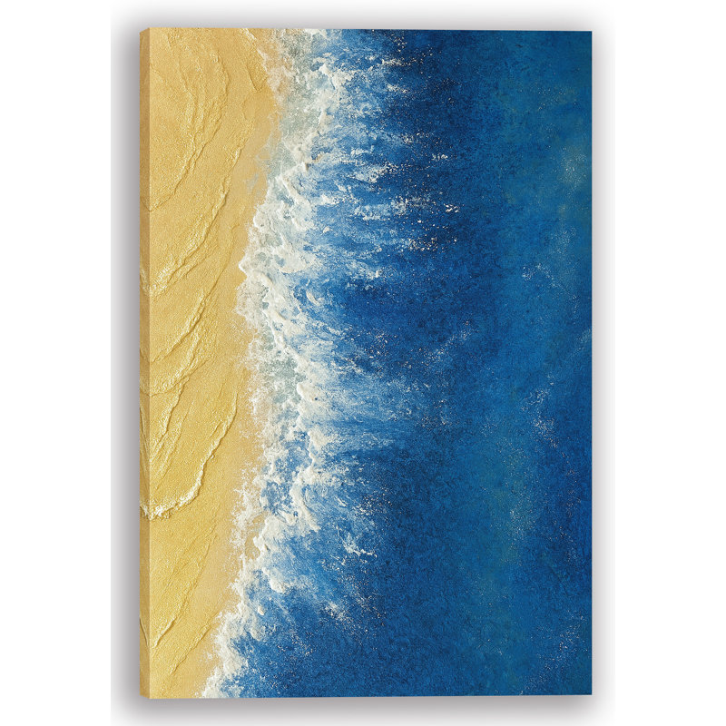 «Ocean Whisper - Coastal Beach», art mural sur toile tendue, H 24 po x l 16 po