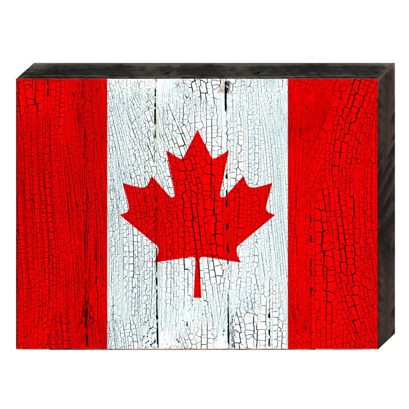 « flag of canada »-impression d’art graphique sans cadre sur bois, H 18 po x l 12 po x P 3 po
