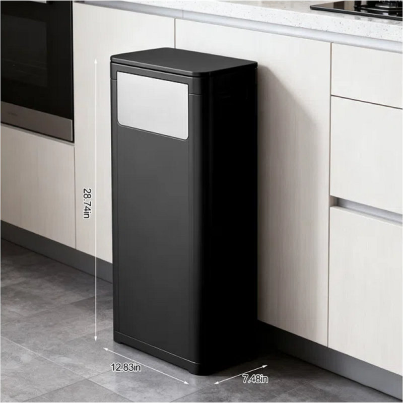 Poubelle 8 gallons avec couvercle à pression, Poubelle noire