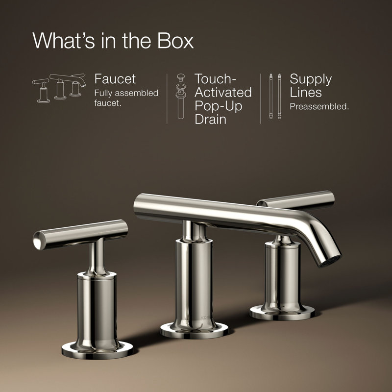 Purist Widespread Bathroom Faucet with Drain Assembly, Vibrant Polished Nickel