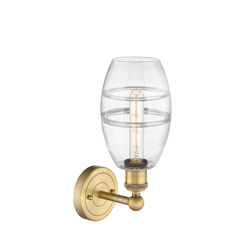 Applique murale en acier Bettylou, H 10,38 po x l 5,88 po x P 7,44 po, Laiton brossé, Transparent