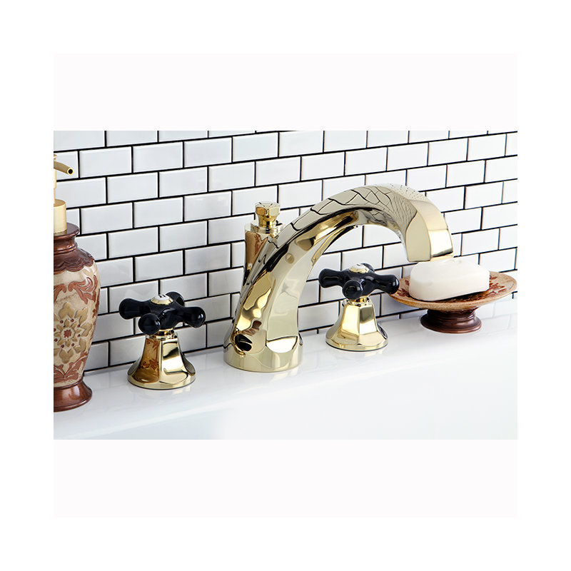 Kingston Brass Duchess Two-Handle 3-Hole Deck Mount Roman Tub Faucet, Polished Brass