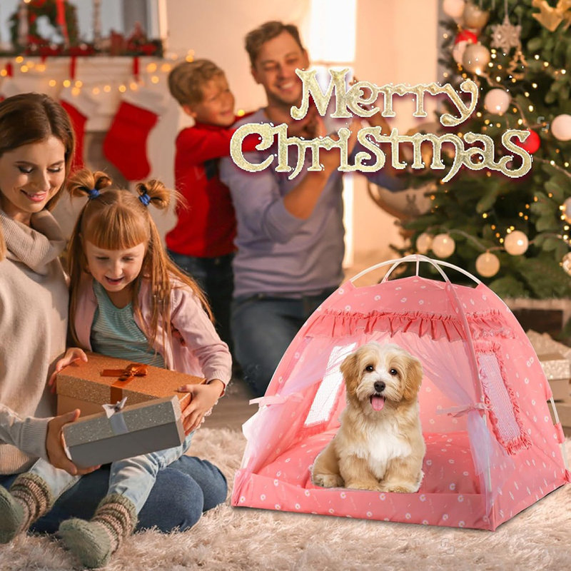 Tente de lit pour chat Maison de chien pour l'extérieur, Très petit format: L 18 po x l 13 po, Rose
