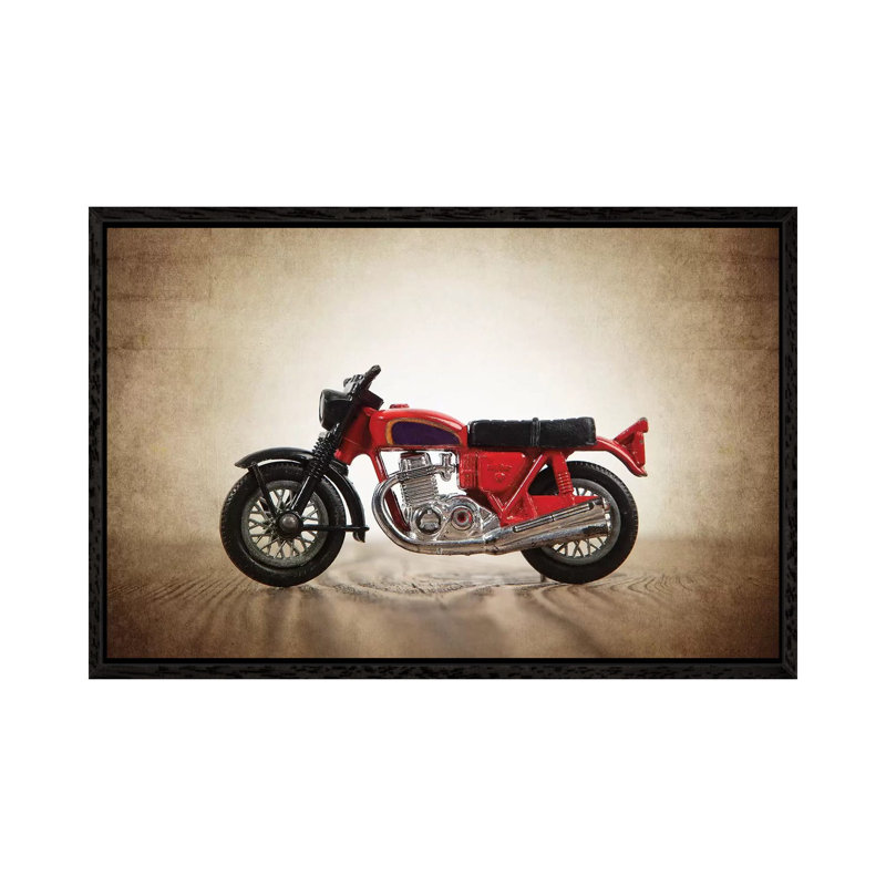 Red Motorcycle - Print on Canvas, Black Framed, 101.6 cm H x 66.04 cm W