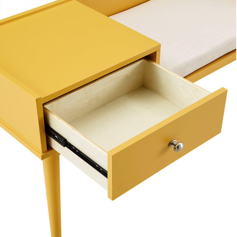 Banc de rangement en bois Hartnett, Jaune
