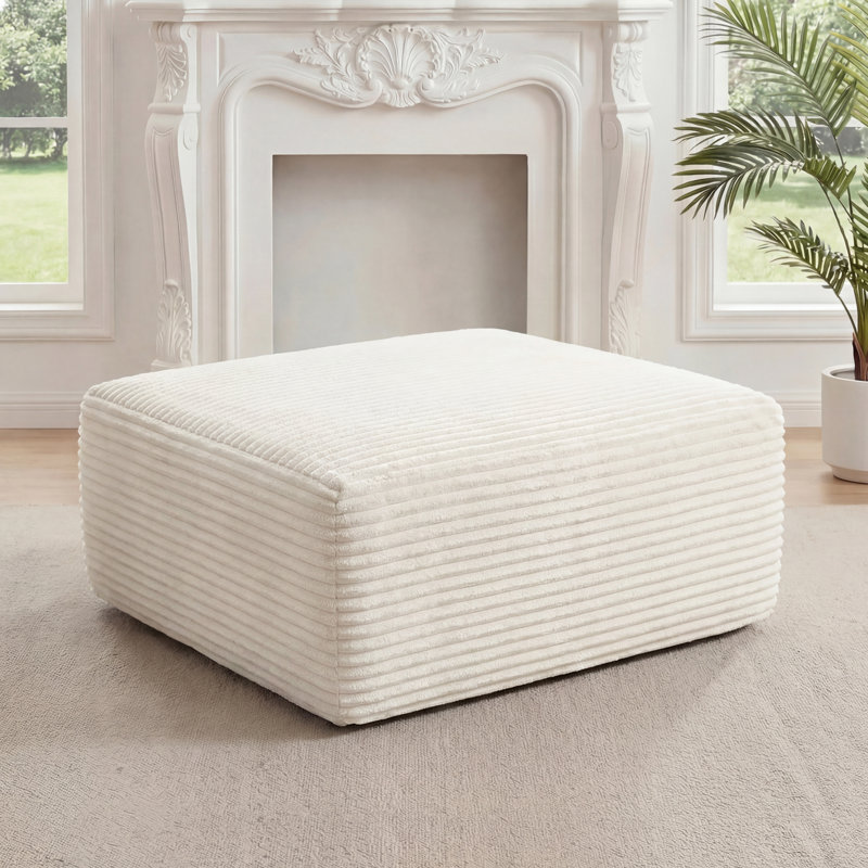 Kapellen 37.4‘’Upholstered Flannel Ottoman Cloud Ottoman For Boneless Couch In A Box, Single Ottoman Modular Part For Sectional Sofa