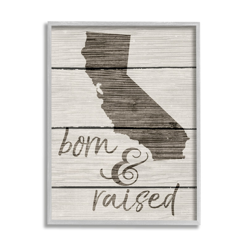 Né et élevé en Californie, L 24 po x H 30 po, Estampe numérique Farmhouse