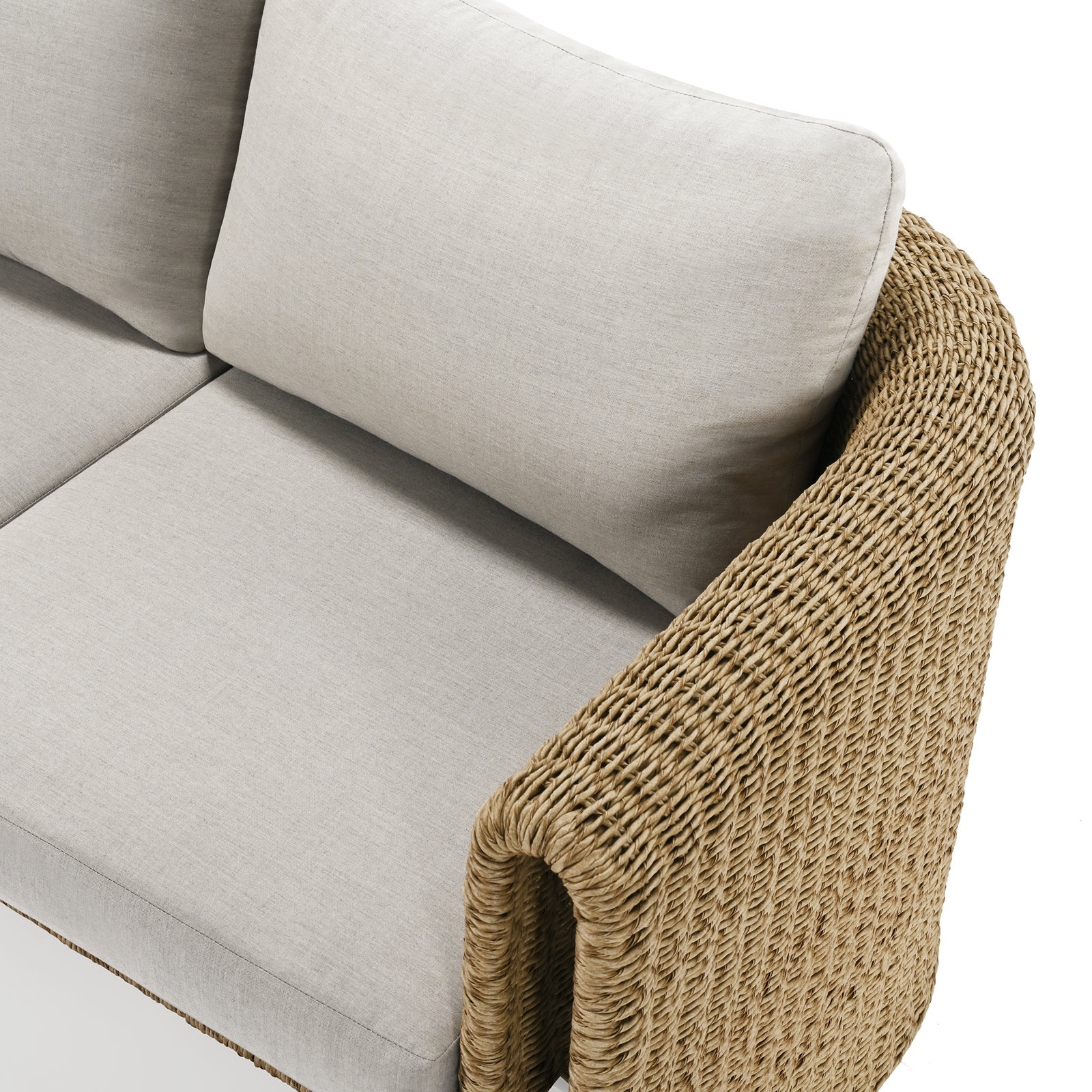 Lenore 84" Curved Wicker Patio Sofa with Cushions