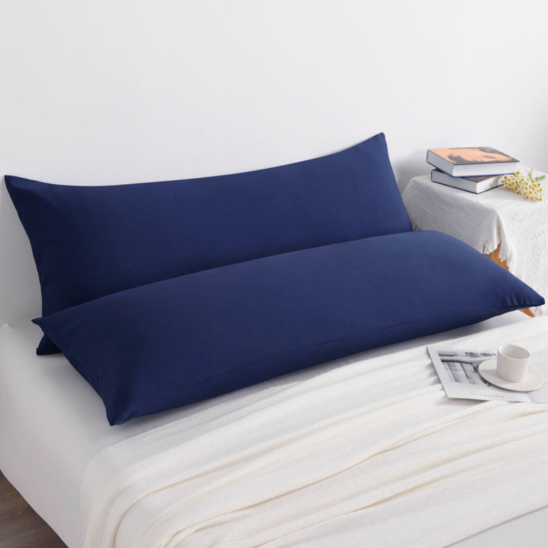 2PC Hypoallergenic Microfiber body pillowcase, Navy Blue
