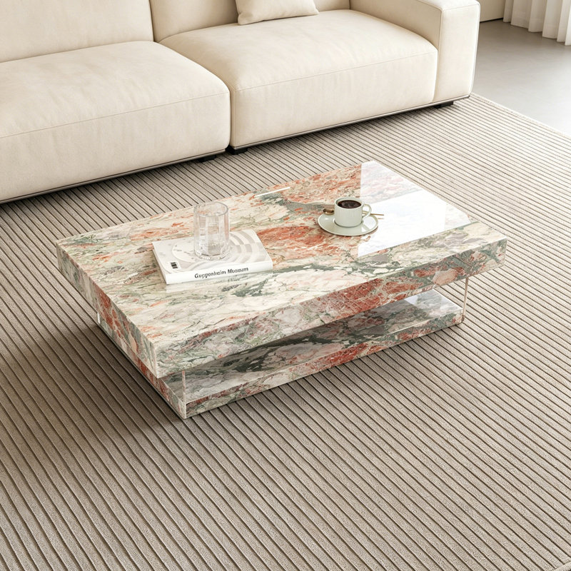 Table basse Minimalist, 11.81" H x 51.18" L x 27.55" W, Rose / bleu sarcelle