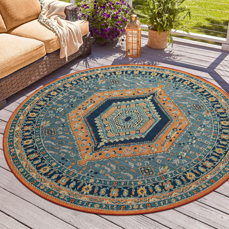 Tapis intérieur / extérieur Felipe Marlenia, Rond 4 pi 1 po