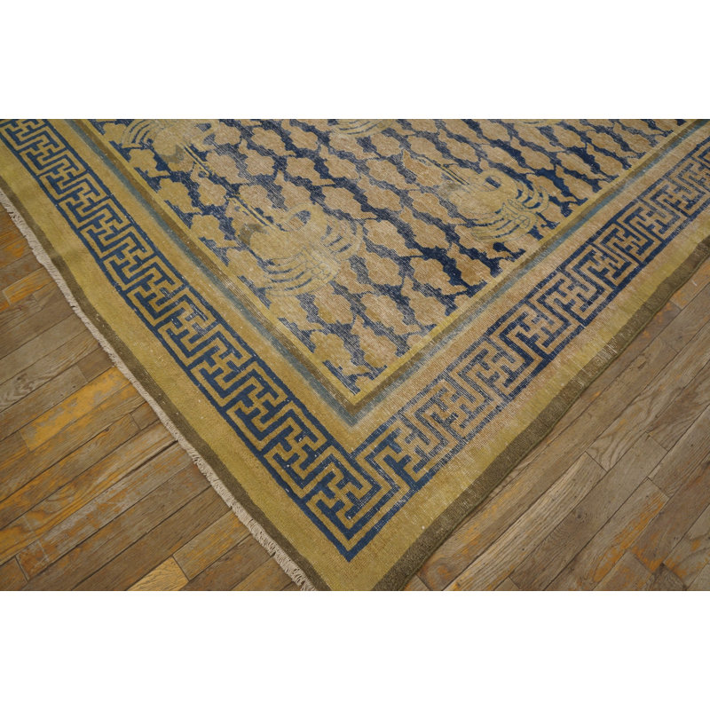 Antique Chinese Room Size Wool Ivory Beige Cream White Rug