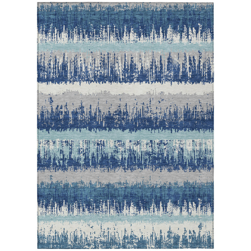 Nyelle Blue Washable Indoor-Outdoor Rug - , 10' x 14'