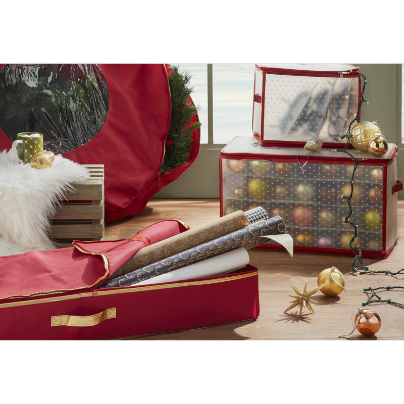 11.8" H x 20.67" W x 11.8" D Ornament Storage, Red