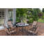 Ensemble de salle à manger d'extérieur 6 pièces avec table en verre Ceyla, 4 chaises pliantes et un parasol inclinable amovible (beige)