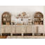 Armoire de rangement 4 en 1 de 71 po de hauteur, grand buffet de style Mid-Century de 126 po avec 8 portes et tablettes pour la cuisine-129018742