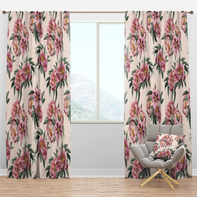 Panneau de rideau simple semi-diaphane avec passe-tringle Peony
