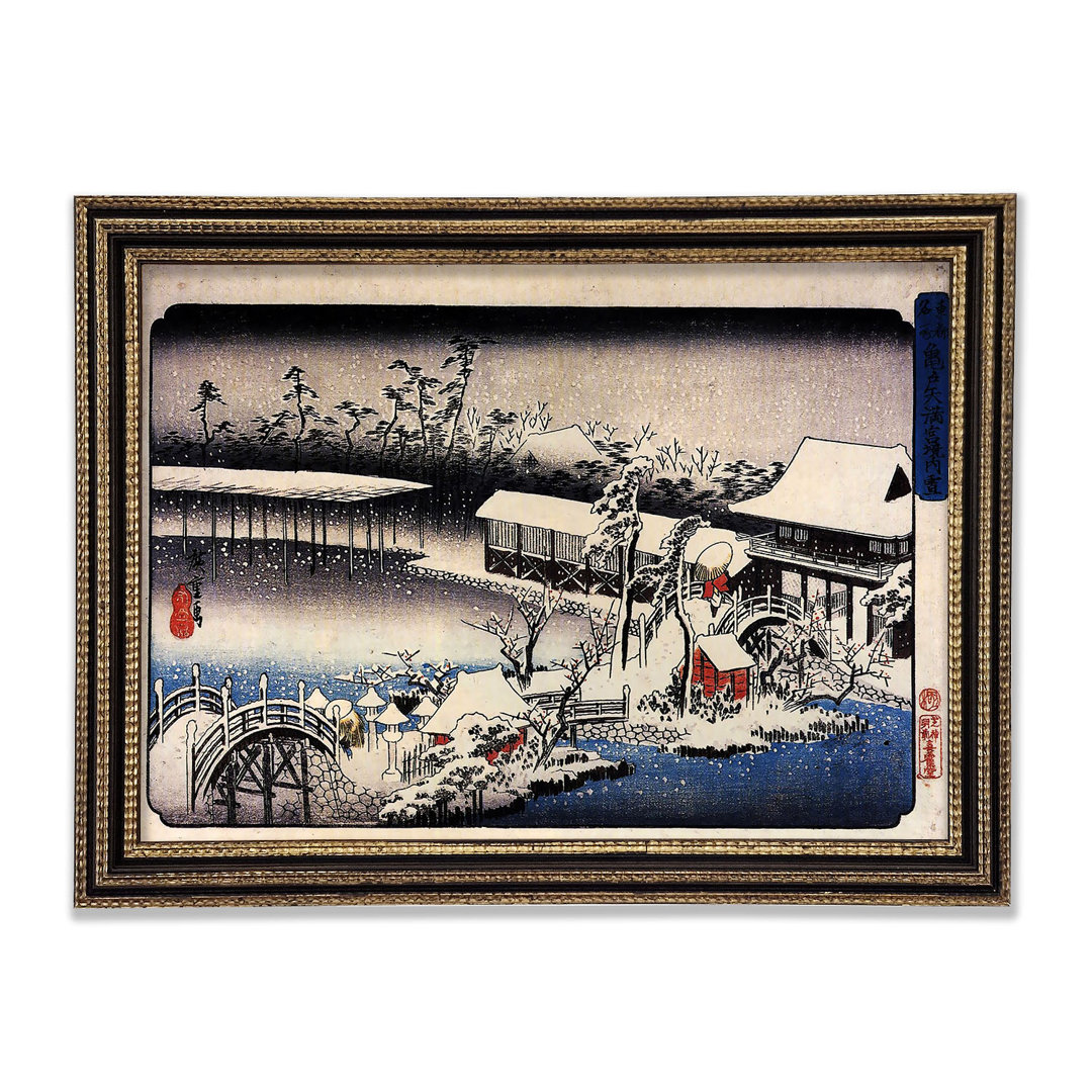 Hiroshige Tempelkomplex im Schnee Gerahmter Druck