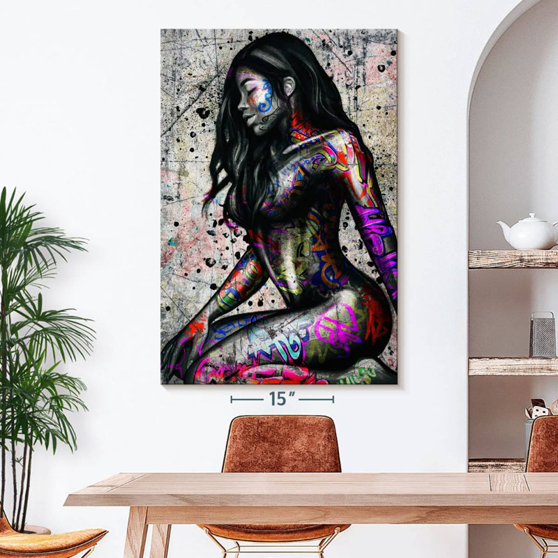 Séduction africaine sur toile, H 51 po x l 34 po x P 1,25 po