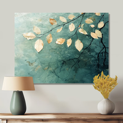«Riverbank Leaves Simplicity Scenery I - Leaves Large», art mural en métal