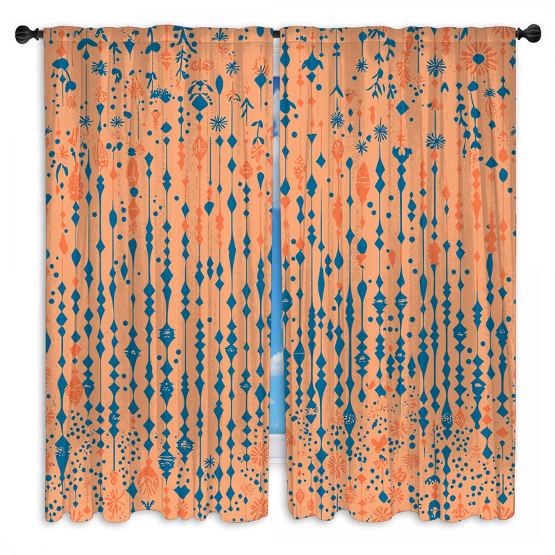 Abstract Window Curtains  Art Sheer & Room Darkening - 2 Panels, 20in x 60in - 2 panels, Room Darkening