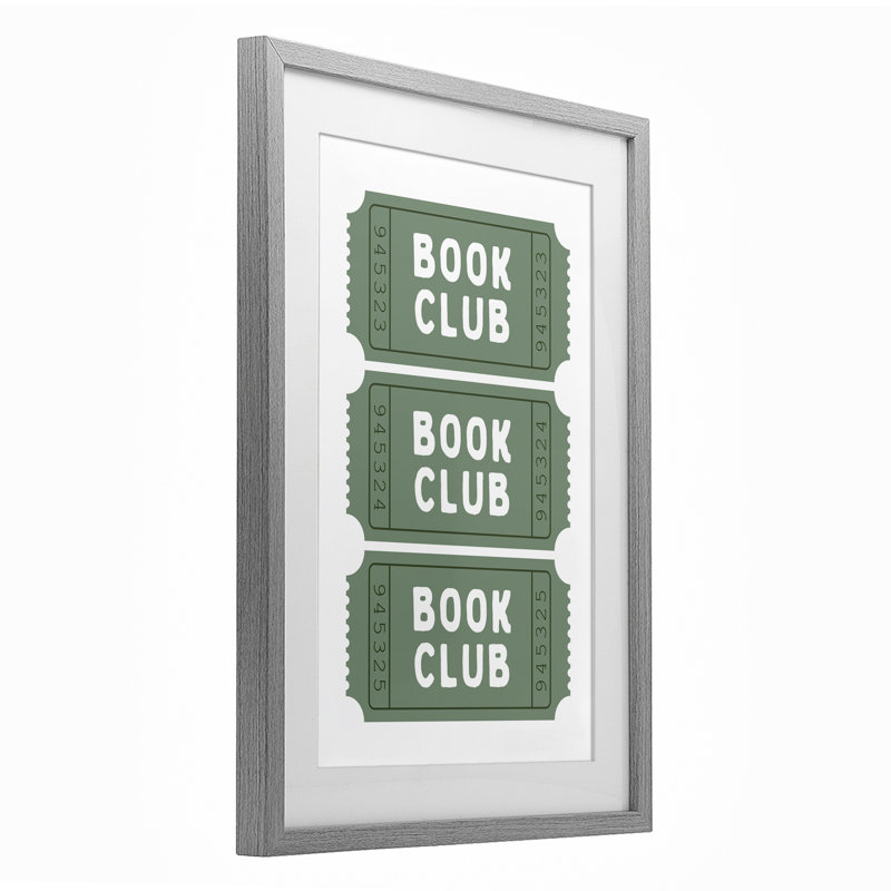 Green Book Club billets, impression encadrée sous verre, design par lettré et doublé, H 20 po x l 14 po, Cadre de ferme gris