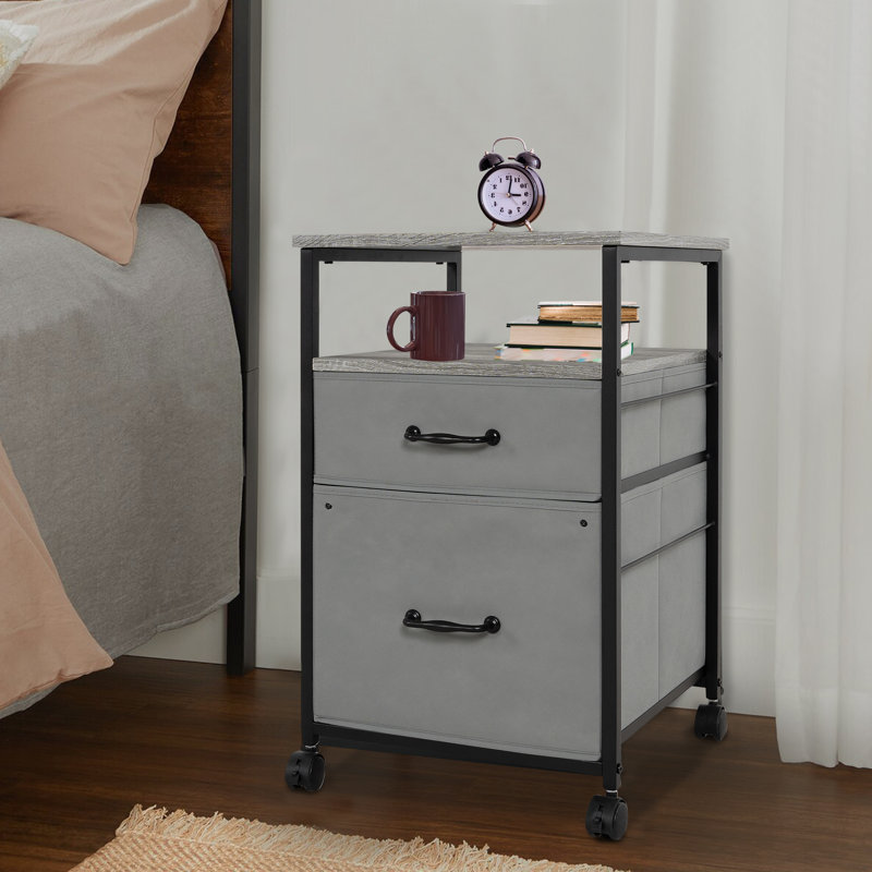 Table de chevet avec tablette de rangement et tiroir Durgin Panther, gris