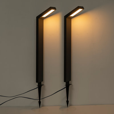 Low-voltage Black Aluminum Led Landscape Path Lights With Frosted Glass Shade(2-pack)